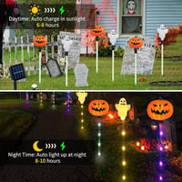 HUIKUANGEU Halloween Tök Szellem Napelemes Kerti Lámpa - Kültéri Világítás Dekoráció Kísérteties Hangulathoz - Energiatakarékos PVC Lámpás 4