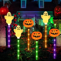 HUIKUANGEU Halloween Tök Szellem Napelemes Kerti Lámpa - Kültéri Világítás Dekoráció Kísérteties Hangulathoz - Energiatakarékos PVC Lámpás 5