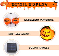 HUIKUANGEU Halloween Tök Szellem Napelemes Kerti Lámpa - Kültéri Világítás Dekoráció Kísérteties Hangulathoz - Energiatakarékos PVC Lámpás 3