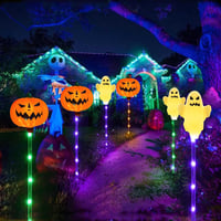 HUIKUANGEU Halloween Tök Szellem Napelemes Kerti Lámpa - Kültéri Világítás Dekoráció Kísérteties Hangulathoz - Energiatakarékos PVC Lámpás 6