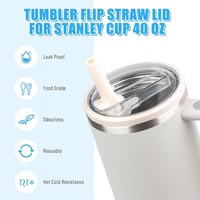HUIKUANGEU Stanley Pohár Csere Fedél 40 oz Kulacshoz - Szivárgásmentes, Porálló Ivónyílás 2 db Szívószállal - Újrahasználható Krémszínű Kieg 4