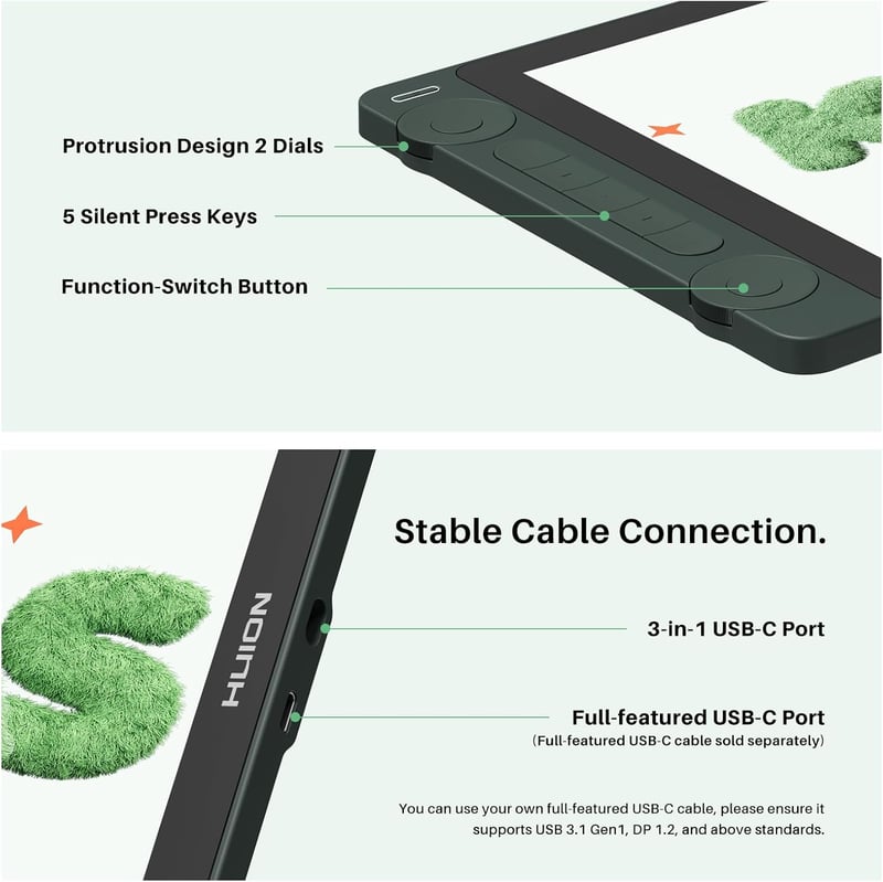 HUION Kamvas 13 Gen 3 SE grafikus tábla 13,3" kijelzővel, rajztábla PC Mac Android