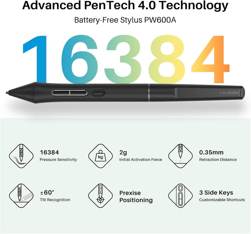 HUION Kamvas 13 Gen 3 SE grafikus tábla 13,3" kijelzővel, rajztábla PC Mac Android