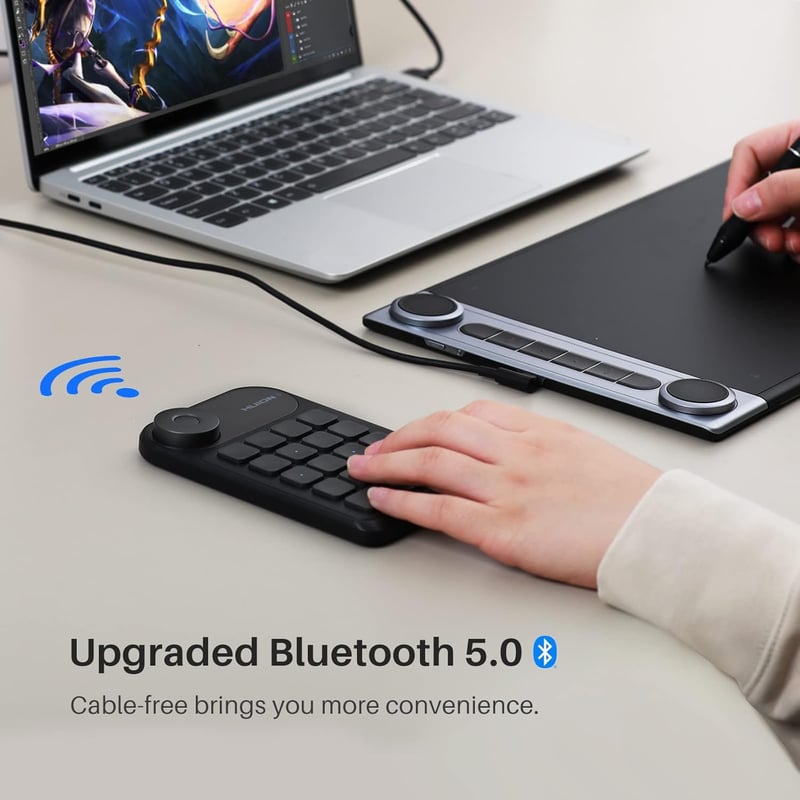 HUION Keydial Mini Bluetooth programozható billentyűzet tárcsával