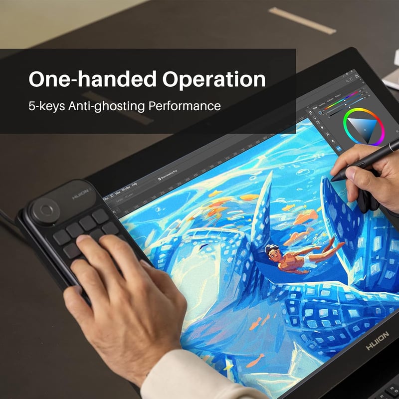 HUION Keydial Mini Bluetooth programozható billentyűzet tárcsával