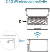 HUION WH1409 Vezeték Nélküli Grafikus Rajztábla 8192 Nyomásérzékenységi Szinttel, 12 Gyorsgombbal, Nagy Méretű, Windows és Mac Kompatibilis - WH1409, 2.4 GHz Wireless 5