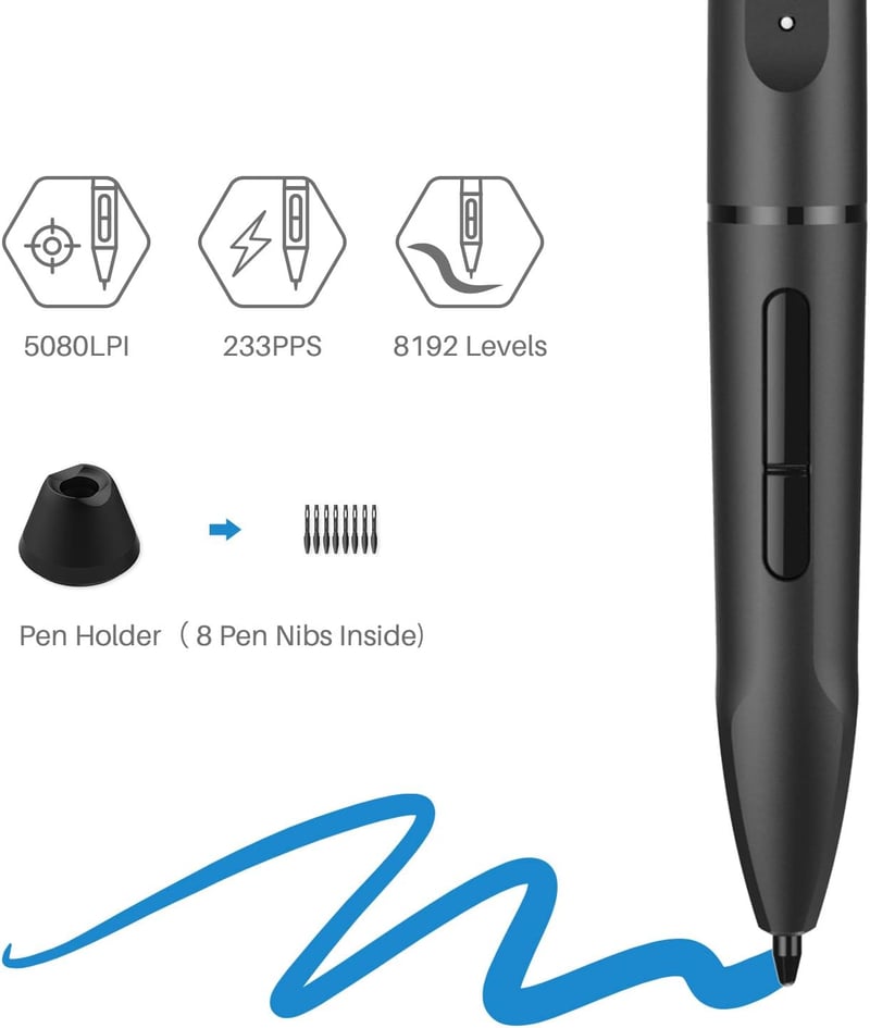 HUION WH1409 Vezeték Nélküli Grafikus Rajztábla 8192 Nyomásérzékenységi Szinttel, 12 Gyorsgombbal, Nagy Méretű, Windows és Mac Kompatibilis - WH1409, 2.4 GHz Wireless