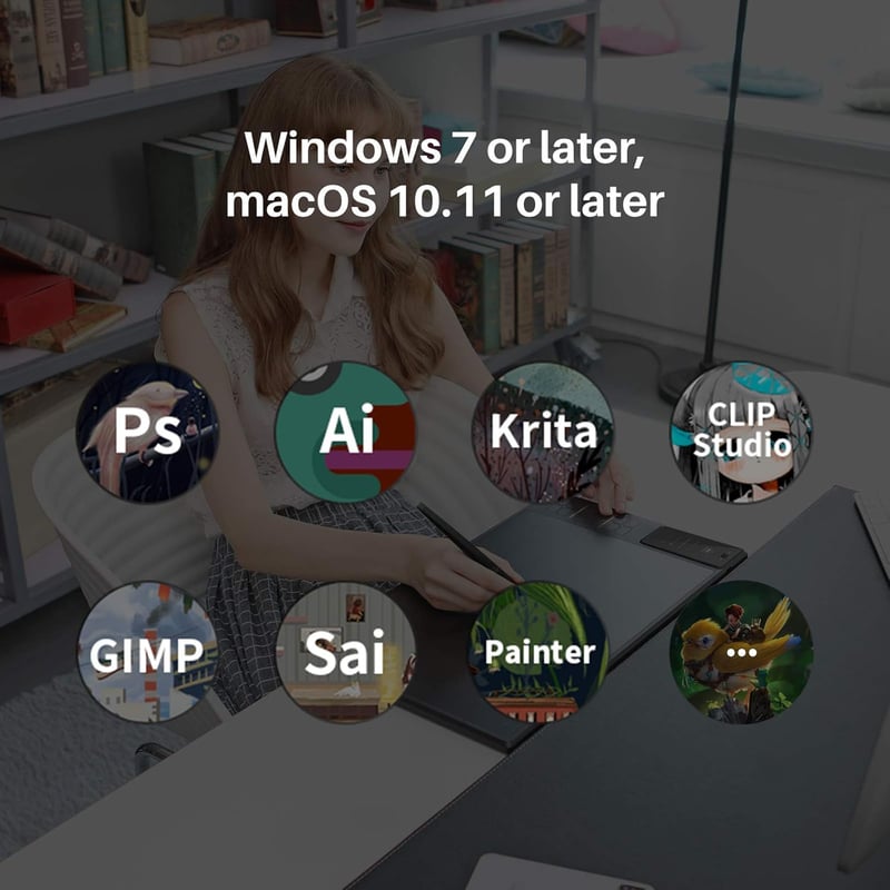 HUION WH1409 Vezeték Nélküli Grafikus Rajztábla 8192 Nyomásérzékenységi Szinttel, 12 Gyorsgombbal, Nagy Méretű, Windows és Mac Kompatibilis - WH1409, 2.4 GHz Wireless