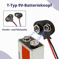 Hukneqn 30 ks 9V konektorov na batériu, typ T, 150 mm kábel pre elektronické projekty a DIY zariadenia, plast a kov 4