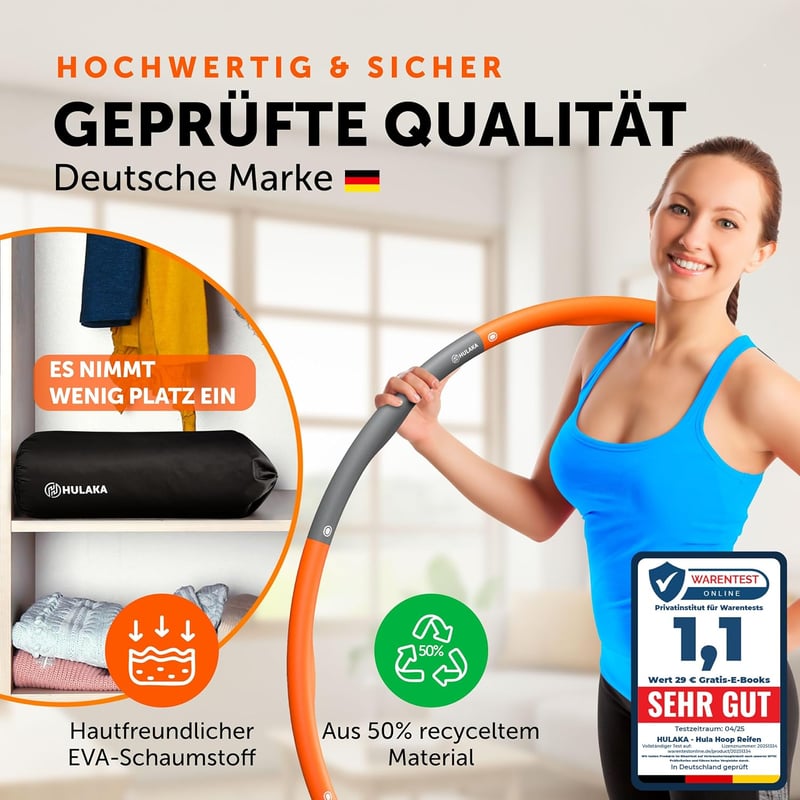 HULAKA 1.2 Fitness Hula Hoop 87-100cm, 1.05-1.2kg Kezdőknek és Haladóknak