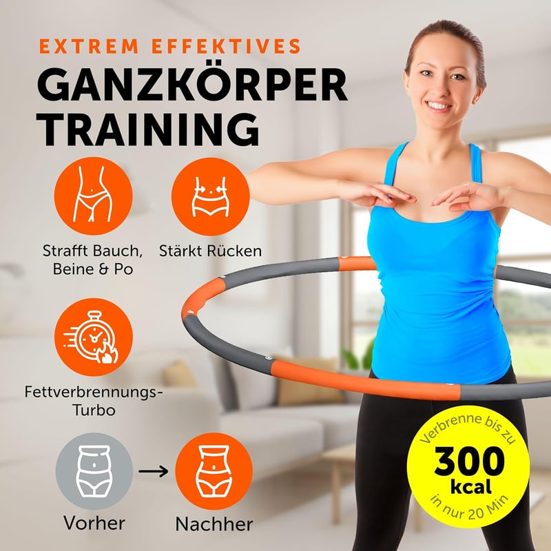HULAKA 1.2 Fitness Hula Hoop 87-100cm, 1.05-1.2kg Kezdőknek és Haladóknak