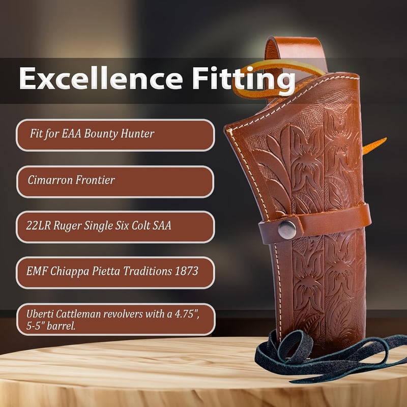 Toc de pistol tip western Hulara din piele pentru revolver .38 .44 .45 Cowboy