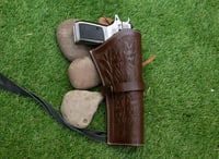 Toc de pistol tip western Hulara din piele pentru revolver .38 .44 .45 Cowboy 8