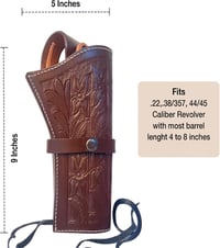 Toc de pistol tip western Hulara din piele pentru revolver .38 .44 .45 Cowboy 3