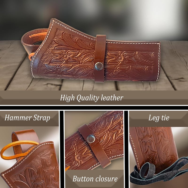 Toc de pistol tip western Hulara din piele pentru revolver .38 .44 .45 Cowboy