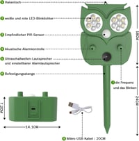 HULAXILOTI Ultrahangos Macskariasztó Kerthez, Vízálló IP65, 5 Üzemmód 8