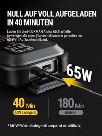 HULKMAN Alpha 65 Autós Indításrásegítő Powerbank 1200A 12000mAh - 6.5L Benzin/4.0L Dízel Motorokhoz, Teljesen Lemerült Akkumulátorhoz, IP65  7