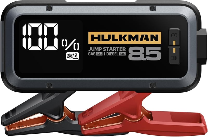 HULKMAN Alpha 85S 2000A Hordozható Autó Bikázó 8,5L Benzin és 6L Dízel Motorokhoz, 65W Gyorstöltés, 20000mAh Powerbank, -40°C Indítási Techn