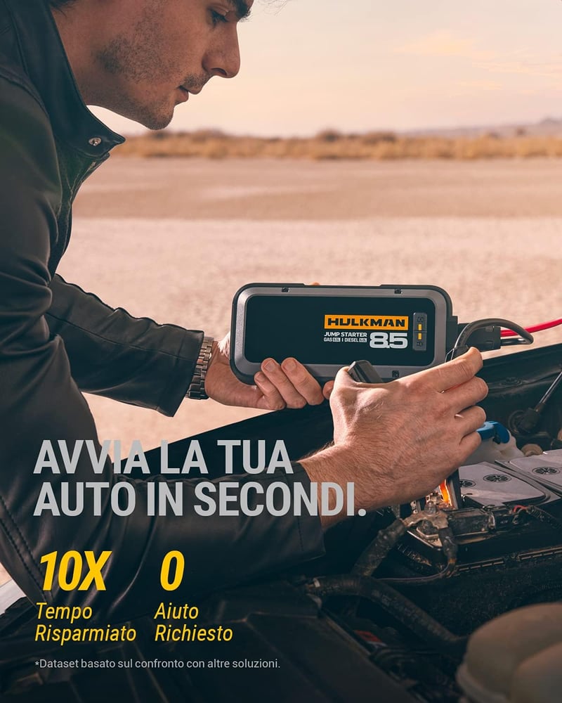HULKMAN Alpha 85S 2000A Hordozható Autó Bikázó 8,5L Benzin és 6L Dízel Motorokhoz, 65W Gyorstöltés, 20000mAh Powerbank, -40°C Indítási Techn