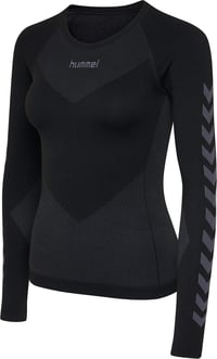 Tricou sport cu mânecă lungă pentru femei hummel First Seamless, tricou de alergare funcțional, respirabil, elimină umiditatea, elastic, negru, mărimea M/L 1