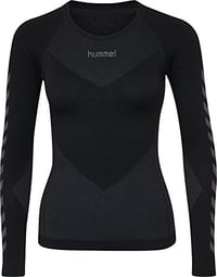 Tricou sport cu mânecă lungă pentru femei hummel First Seamless, tricou de alergare funcțional, respirabil, elimină umiditatea, elastic, negru, mărimea M/L 4