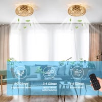hummst rattán mennyezeti ventilátor lámpával és távirányítóval, 6 fokozat - 40 cm 2