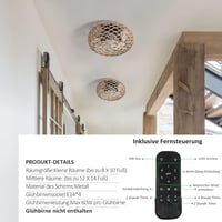 hummst rattán mennyezeti ventilátor lámpával és távirányítóval, 6 fokozat - 40 cm 4