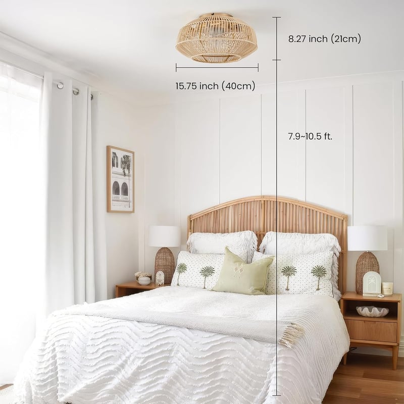 hummst Bambusz Mennyezeti Ventilátor Lámpával, Távirányítóval, 40 cm, 6 Fokozat