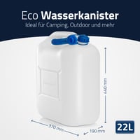 Kanister na vodu hünersdorff ECO 22 litrový, s modrým bezpečnostným uzáverom, biely – neúplný — Chýba výtoková trubica (stav: pozri 2. obrázok) 8