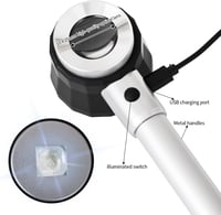 HunterBee 30x Nagyító Kézi Nagyítóüveg 10x 30x LED Világítással Vonalzó Skála Ékszer UV Dermatoszkóp Fekete 4