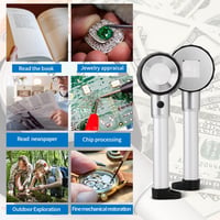 HunterBee 30x Nagyító Kézi Nagyítóüveg 10x 30x LED Világítással Vonalzó Skála Ékszer UV Dermatoszkóp Fekete 5