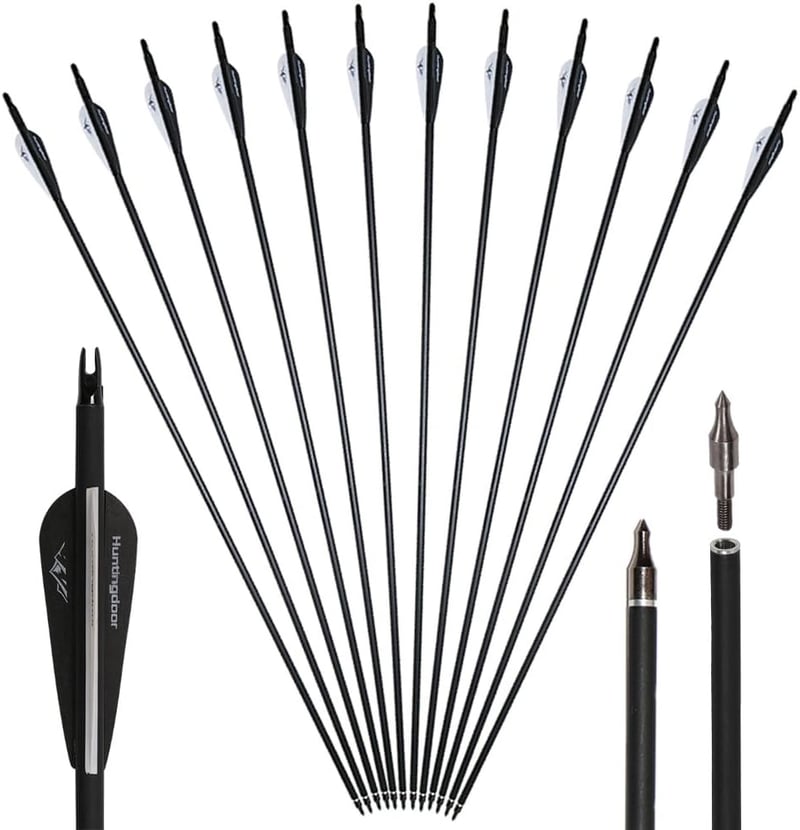 Huntingdoor 12 darabos 30 hüvelykes vadásznyíl szett tollas recurve compound longbow