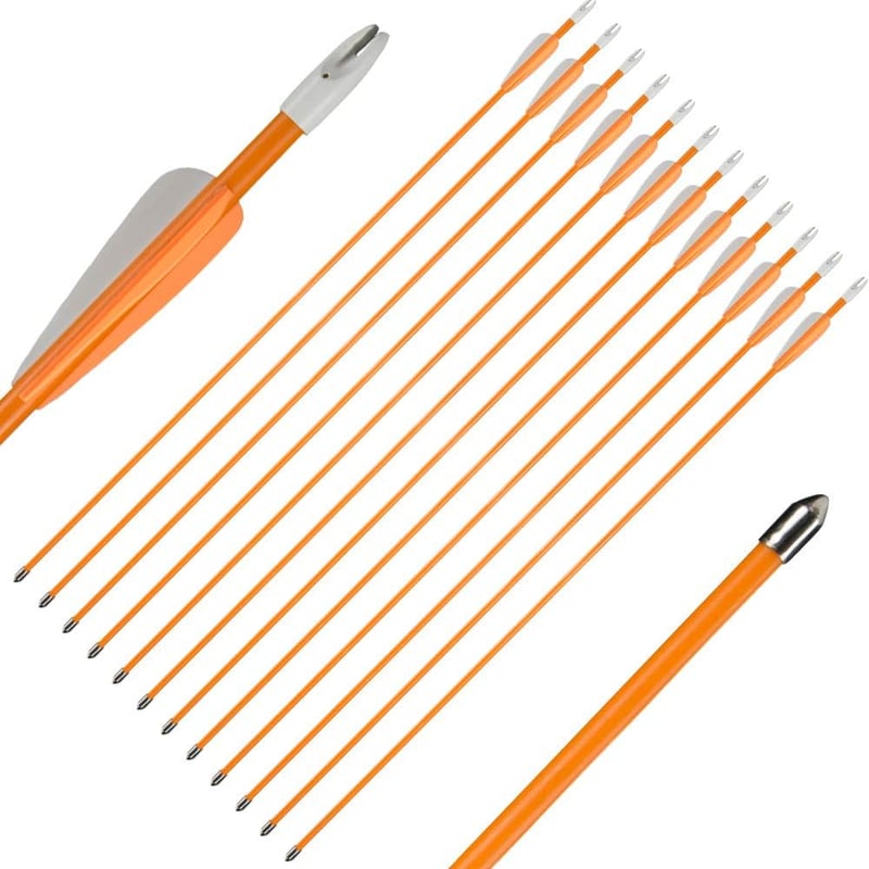 Huntingdoor 12 darabos nyílcsomag 28/26 hüvelykes íjhoz gyakorló nyilak kezdőknek - Orange 26 inches