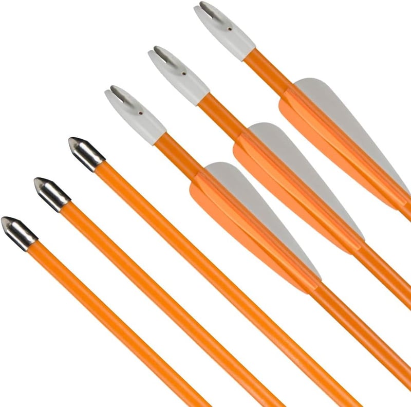 Huntingdoor 12 darabos nyílcsomag 28/26 hüvelykes íjhoz gyakorló nyilak kezdőknek - Orange 26 inches