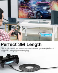 HUNYYN Extra Long Micro USB töltőkábel PS4/Xbox One kontrollerhez 2db 4