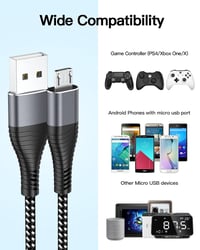 HUNYYN Extra Long Micro USB töltőkábel PS4/Xbox One kontrollerhez 2db 7