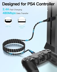 HUNYYN Extra Long Micro USB töltőkábel PS4/Xbox One kontrollerhez 2db 2