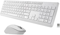 HUO JI Vezeték Nélküli Billentyűzet és Egér Szett, Csendes QWERTY Billentyűzet Ergonomikus Egérrel Windows Mac PC Laptop, Rózsaszín Fehér 1
