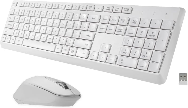 HUO JI Vezeték Nélküli Billentyűzet és Egér Szett, Csendes QWERTY Billentyűzet Ergonomikus Egérrel Windows Mac PC Laptop, Rózsaszín Fehér