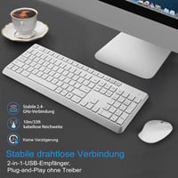 HUO JI Vezeték Nélküli Billentyűzet és Egér Szett, Csendes QWERTY Billentyűzet Ergonomikus Egérrel Windows Mac PC Laptop, Rózsaszín Fehér 2