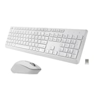 HUO JI Bezdrôtová Klávesnica a Myš Set, Tichá QWERTY Klávesnica s Ergonomickou Myšou pre Windows Mac PC Laptop, Ružovo-Biela 1