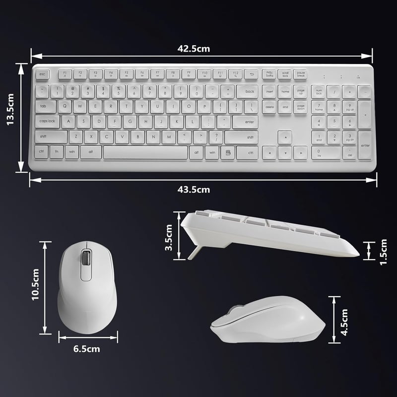 HUO JI Vezeték Nélküli Billentyűzet és Egér Szett, Csendes QWERTY Billentyűzet Ergonomikus Egérrel Windows Mac PC Laptop, Rózsaszín Fehér