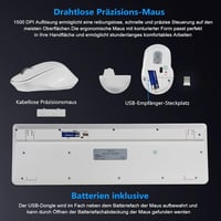 HUO JI Vezeték Nélküli Billentyűzet és Egér Szett, Csendes QWERTY Billentyűzet Ergonomikus Egérrel Windows Mac PC Laptop, Rózsaszín Fehér 6