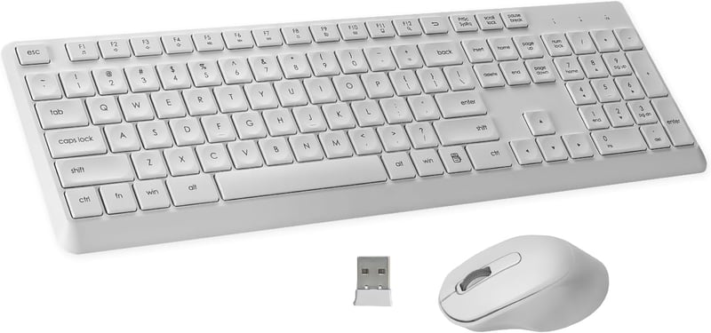 HUO JI Vezeték Nélküli Billentyűzet és Egér Szett, Csendes QWERTY Billentyűzet Ergonomikus Egérrel Windows Mac PC Laptop, Rózsaszín Fehér