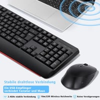 HUO JI Vezeték Nélküli Billentyűzet és Egér Szett, QWERTY Ergonomikus 2.4G Teljes Méretű Számítógép Billentyűzet Csuklótámasszal és 3 Szintű 4