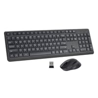 HUO JI Bezdrôtová Klávesnica a Myš pre Windows Mac, QWERTY Rozloženie, 2.4G Ergonomická Plná Veľkosť, Tichá Čierna 1