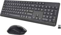 HUO JI Vezeték Nélküli Billentyűzet és Egér Szett Windows Mac Számítógéphez, QWERTY Kiosztás, 2.4G Ergonomikus Teljes Méret, Csendes Fekete 9