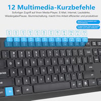 HUO JI Vezeték Nélküli Billentyűzet és Egér Szett Windows Mac Számítógéphez, QWERTY Kiosztás, 2.4G Ergonomikus Teljes Méret, Csendes Fekete 3
