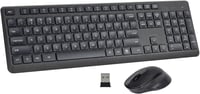 HUO JI Vezeték Nélküli Billentyűzet és Egér Szett Windows Mac Számítógéphez, QWERTY Kiosztás, 2.4G Ergonomikus Teljes Méret, Csendes Fekete 1
