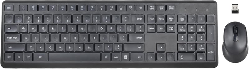 HUO JI Vezeték Nélküli Billentyűzet és Egér Szett Windows Mac Számítógéphez, QWERTY Kiosztás, 2.4G Ergonomikus Teljes Méret, Csendes Fekete